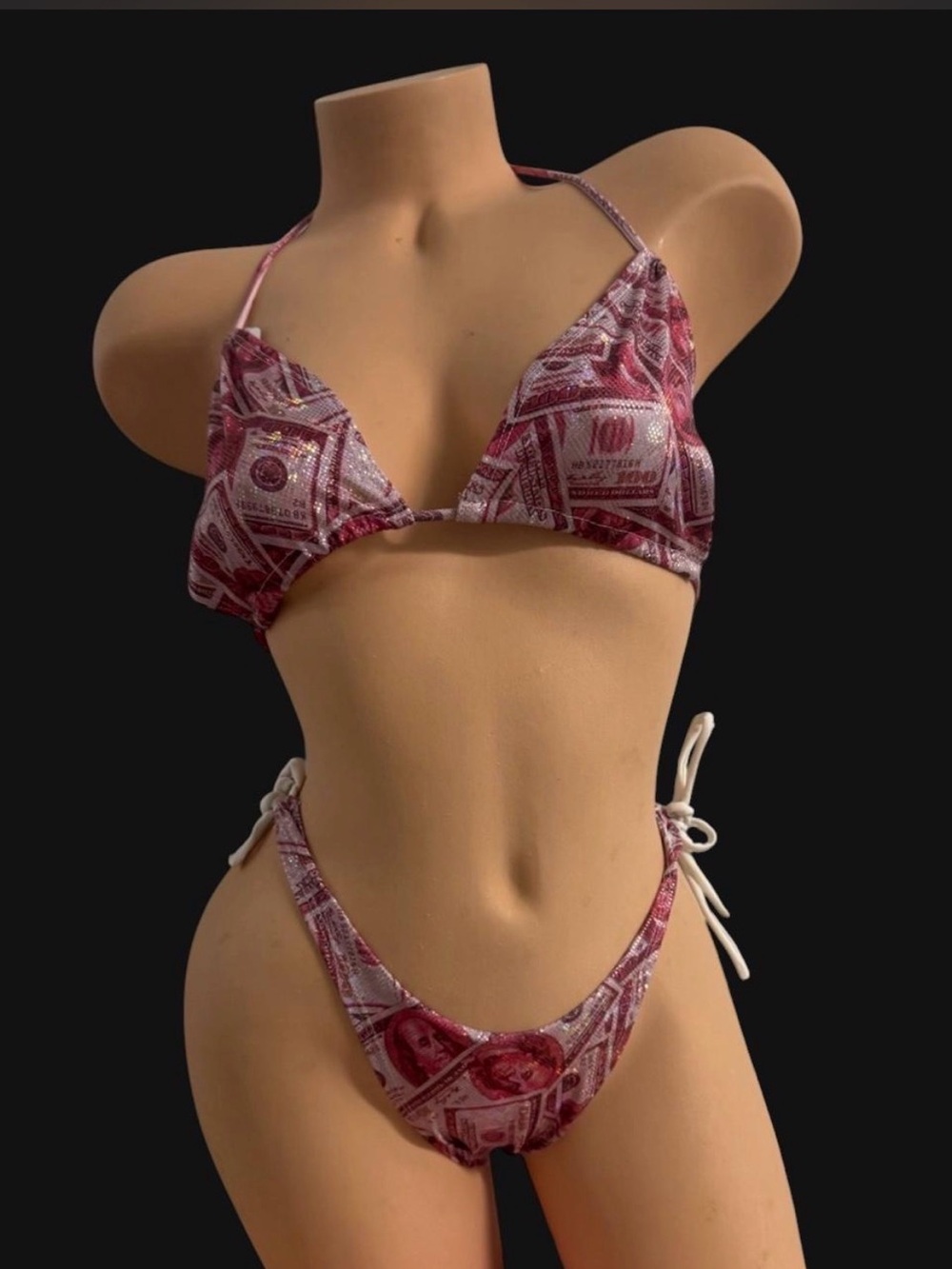 One size exotic dance wear 2pc money print set